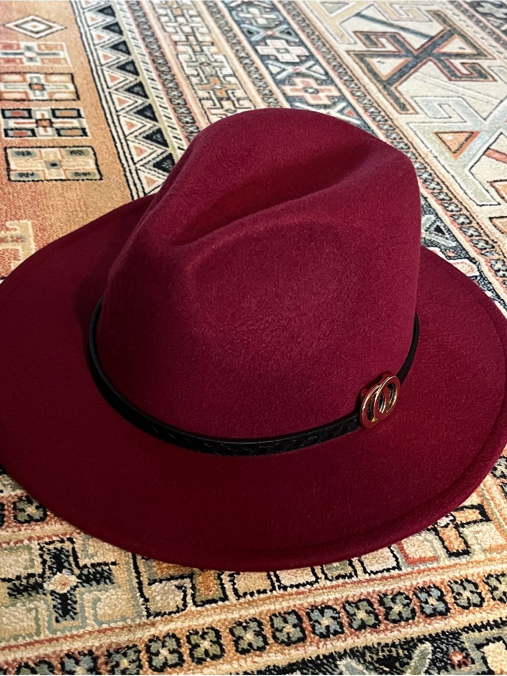 NWT Wide Brim Burgandy Felt Fedora